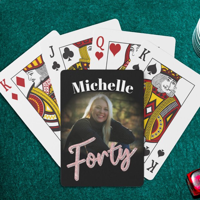 40th birthday forty pink black birthday custom poker cards (Creator Uploaded)