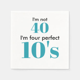 40th birthday four perfect tens turquoise tea blue napkins