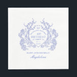 40th Birthday French Blue Floral Crest Custom Napkins<br><div class="desc">An elegant French vintage blue floral crest takes center stage on this timeless custom paper napkin. Ornate,  formal and very feminine will make any birthday lady feel very special. Coordinating party supplies are available.</div>