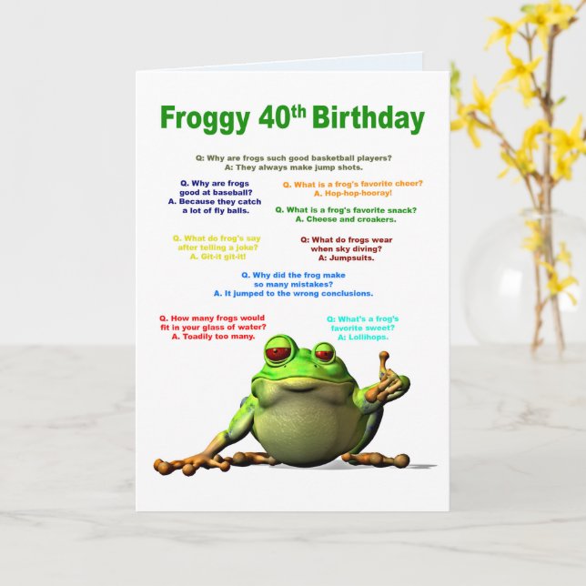 40th Birthday, Frog Jokes Card