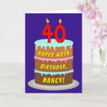 [ Thumbnail: 40th Birthday: Fun Cake and Candles + Custom Name Card ]