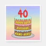[ Thumbnail: 40th Birthday: Fun Cake and Candles + Custom Name Napkins ]
