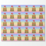 [ Thumbnail: 40th Birthday: Fun Cake and Candles + Custom Name Wrapping Paper ]