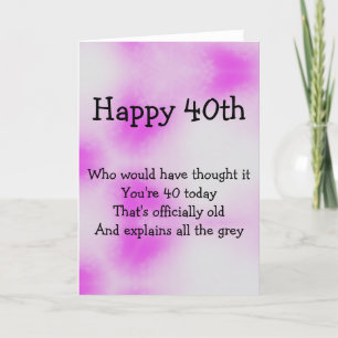 40th birthday fun card