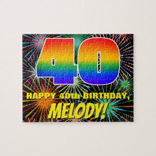 40th Birthday Fun Colorful Celebratory Fireworks Jigsaw Puzzle