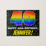 [ Thumbnail: 40th Birthday — Fun, Colorful Music Symbols & “40” Jigsaw Puzzle ]
