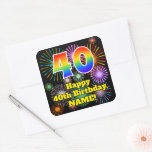 [ Thumbnail: 40th Birthday: Fun Fireworks Look, Rainbow # 40 Sticker ]