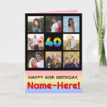 [ Thumbnail: 40th Birthday: Fun Rainbow #, Custom Photos + Name Card ]