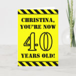 [ Thumbnail: 40th Birthday: Fun Stencil Style Text, Custom Name Card ]