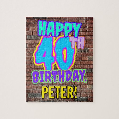 40th Birthday  Fun Urban Graffiti Inspired Look Jigsaw Puzzle