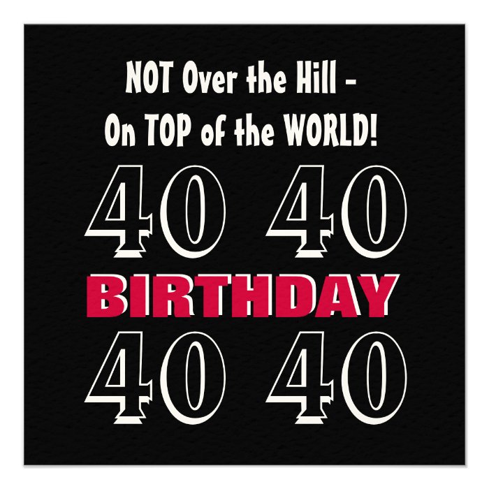 40th Birthday Funny Not Over the Hill Red v6 Personalized Announcement