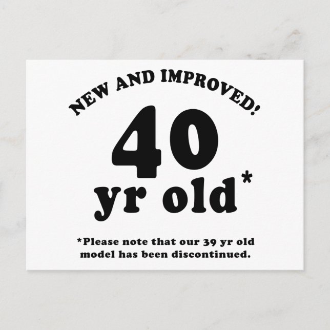 40th Birthday Gag Gifts Postcard (Front)