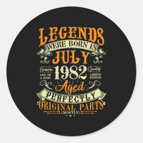 40th Birthday Gift 40 Years Old Legends Born In Classic Round Sticker