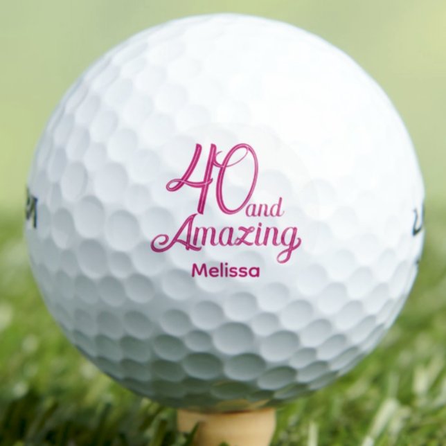 40th Birthday Gift for Mom Pink Script Golf Balls (Creator Uploaded)