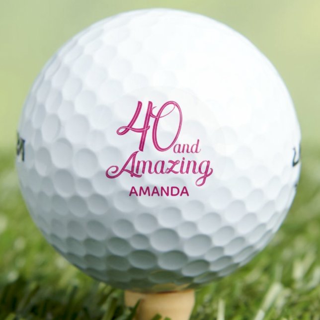 40th Birthday Gift for Sister Pink Script Chic Golf Balls (Creator Uploaded)