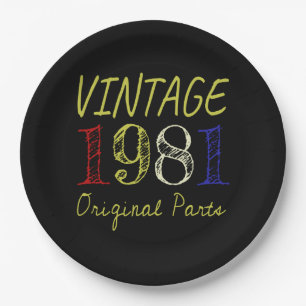 40th Birthday Gift Retro Vintage 1981 Paper Plates