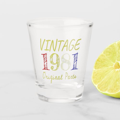 40th Birthday Gift Retro Vintage 1981 Shot Glass