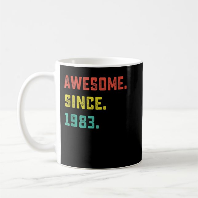40th Birthday Gift Vintage Awesome Since 1983 40 Y Coffee Mug (Left)