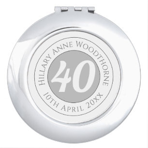 40th Birthday Gift with Name & Date Compact Mirror