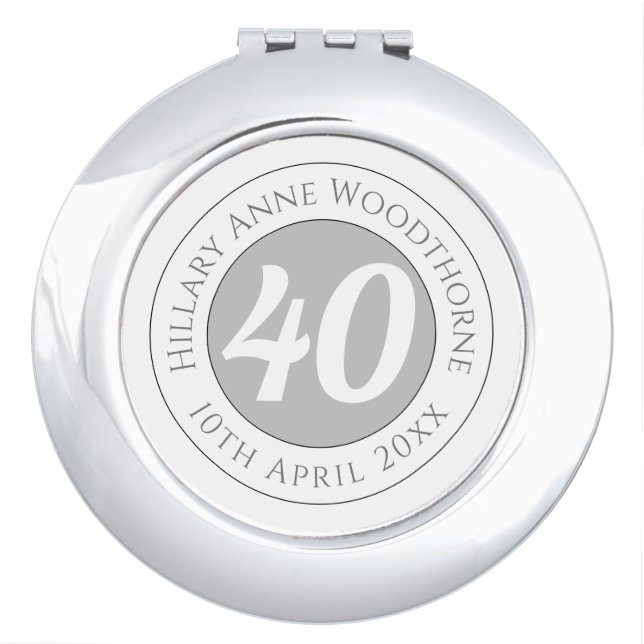 40th Birthday Gift with Name & Date Compact Mirror (Front)