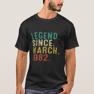 40Th Birthday Gifts Vintage Legend Since March 198 T-Shirt