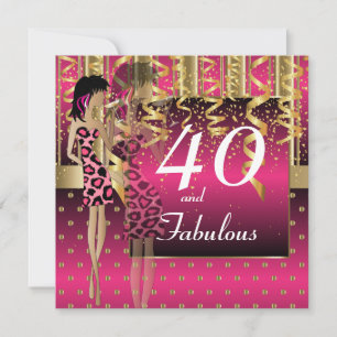 40th Birthday Girl Cocktail Party Hot Pink Invitation