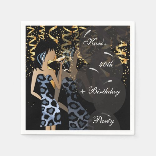 40th Birthday Girl Party Bash  Template  DIY Paper Napkins