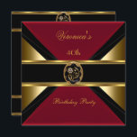 40th Birthday Gold Black Faux Velvet Red Jewel Invitation<br><div class="desc">40th Birthday Gold Black Faux Velvet Red Floral Jewel. Elegant Classy All Occasion  Party invites Template</div>