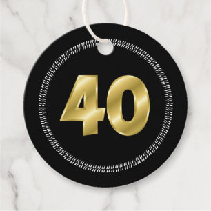 40th birthday gold black thank you forty elegant favor tags