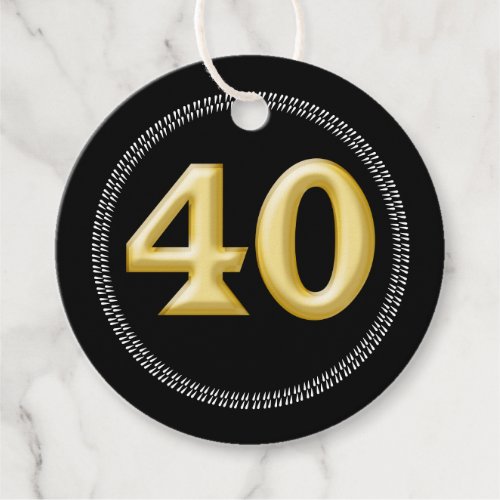40th birthday gold black thank you forty elegant favor tags