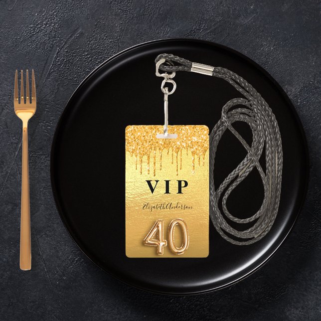 40th birthday gold glitter drips VIP Badge (Creator Uploaded)