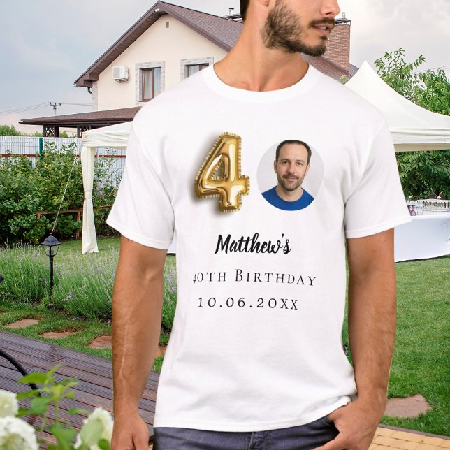 40th birthday gold photo T-Shirt (Creator Uploaded)