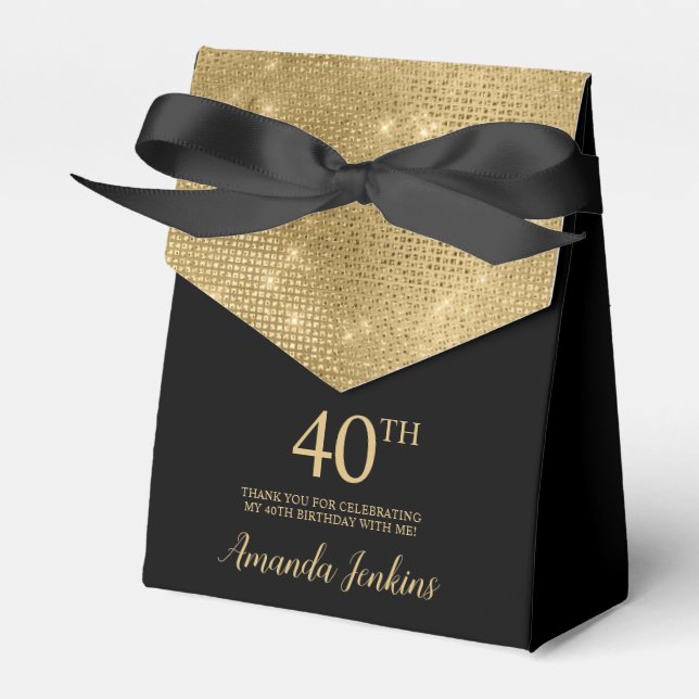 40th Birthday Gold Thank You Favor Box (Front Side)