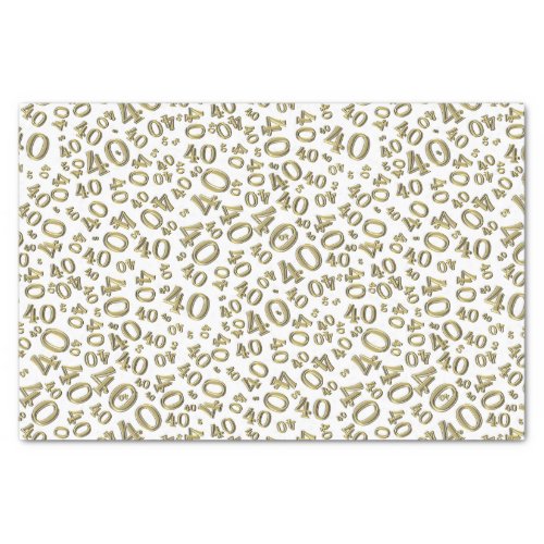 40th Birthday GoldWhite Random Number Pattern Tissue Paper