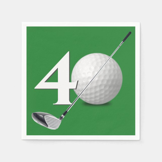 40th Birthday Golf Ball And Club  Napkins (Front)