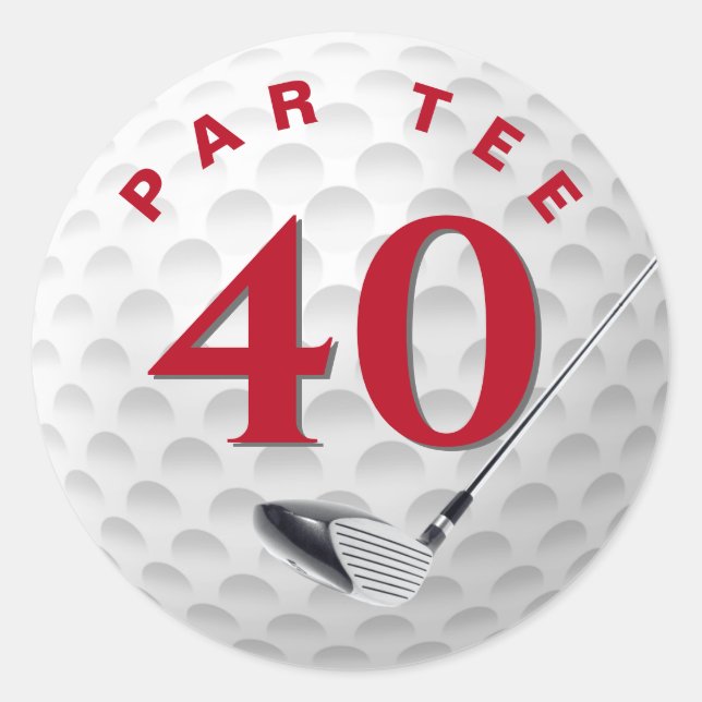 40th Birthday Golf Ball Classic Round Sticker (Front)