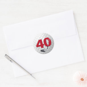 40th Birthday Golf Ball Design Classic Round Sticker