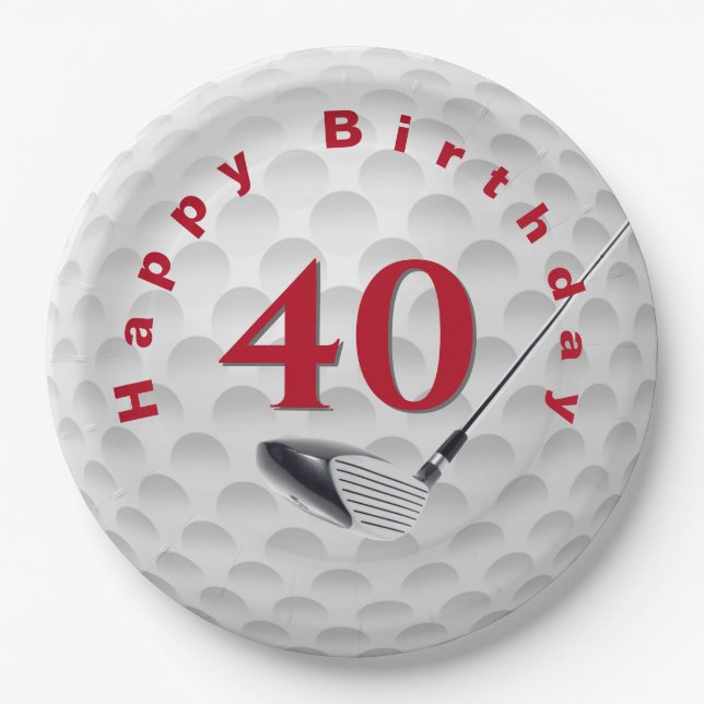 40th Birthday Golf Ball Design Paper Plate (Front)