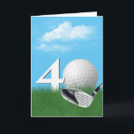 40th Birthday Golf Ball In Grass Card<br><div class="desc">A white golf ball in green grass with a golf club,  blue sky,  and clouds for 40th birthday.</div>