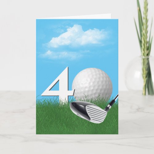 40th Birthday Golf Ball In Grass Card