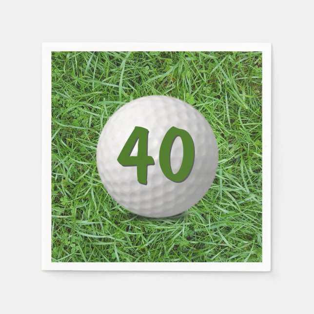 40th Birthday Golf Ball on Grass Napkins (Front)