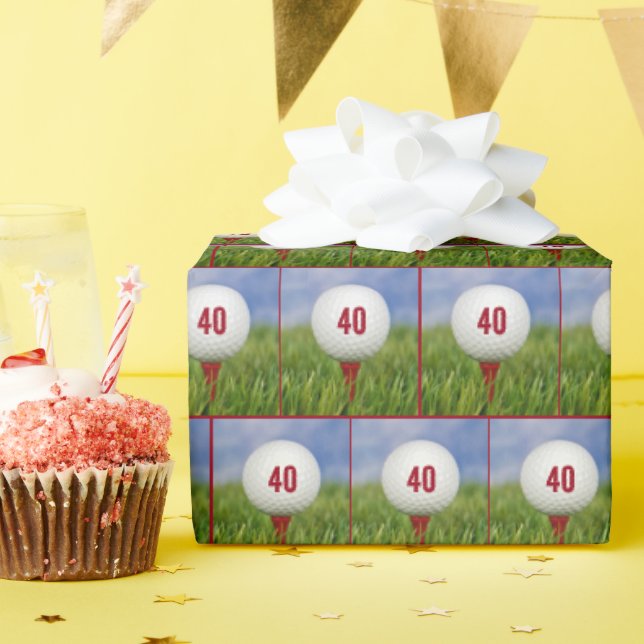 40th Birthday Golf Ball   Wrapping Paper (Birthday Party)