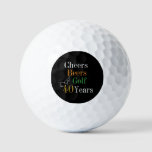 40th Birthday Golf Cheers And Beers Black And Gold Golf Balls at Zazzle
