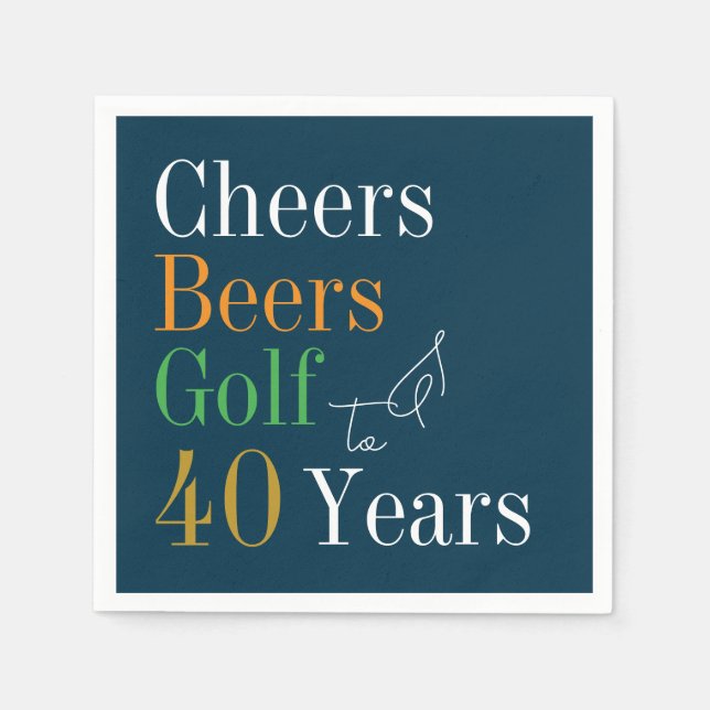 40th Birthday Golf Cheers Beers Green Napkins (Front)