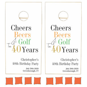 40th Birthday Golf Cheers Beers Minimal Party Cornhole Set