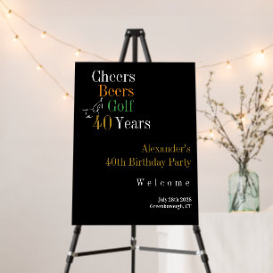 40th Birthday Golf Cheers Beers Party Welcome sign