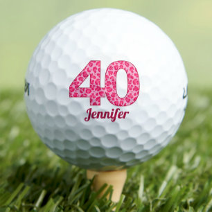 40th Birthday Golfer Party - Pink Leopard Print Golf Balls