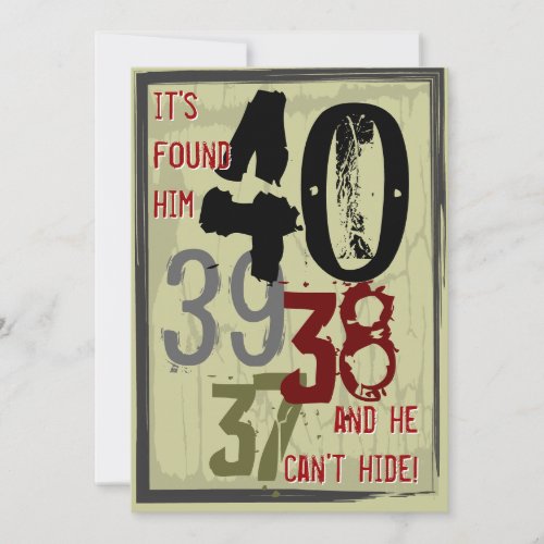 40th Birthday Grungy Countdown Party Invitation