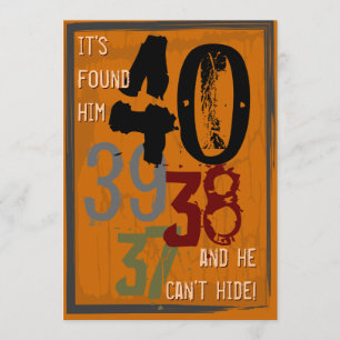 40th Birthday Grungy Countdown Party Invitation