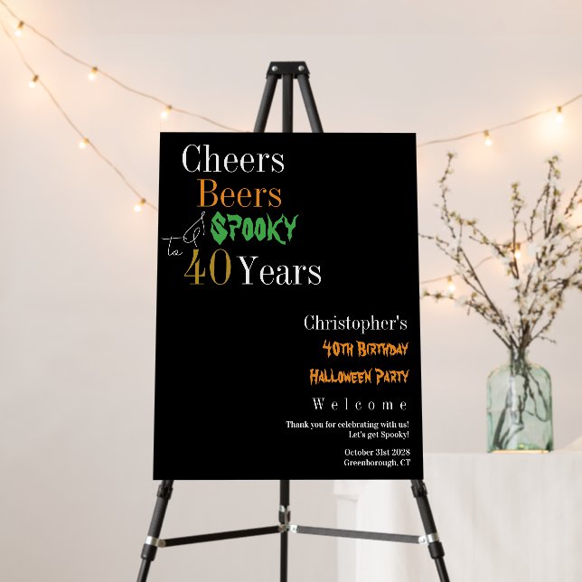 40th Birthday Halloween Spooky Party Welcome Sign (In Situ (Stand))